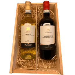 Caja de vino vino tinto y blanco Italia
